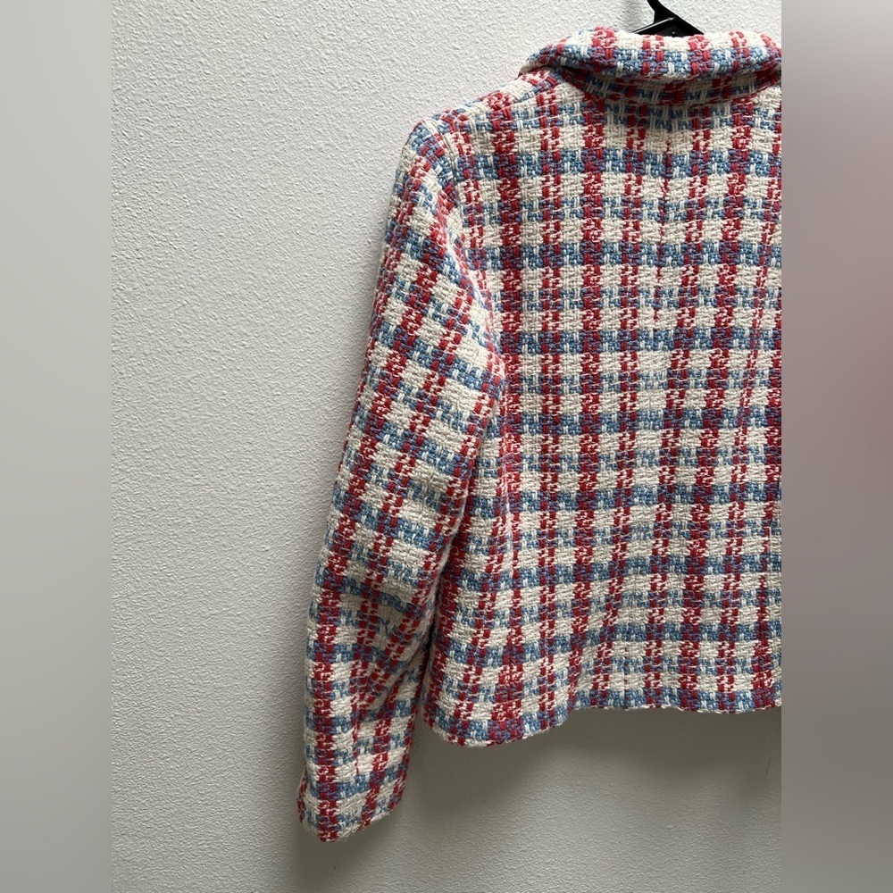 Zara pearl button multicolored textured jacket size small - Picture 6 of 9